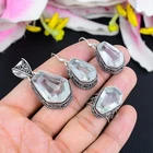 White Topaz Gemstone Vintage Style Handmade 925 Sterling Silver Jewelry Set