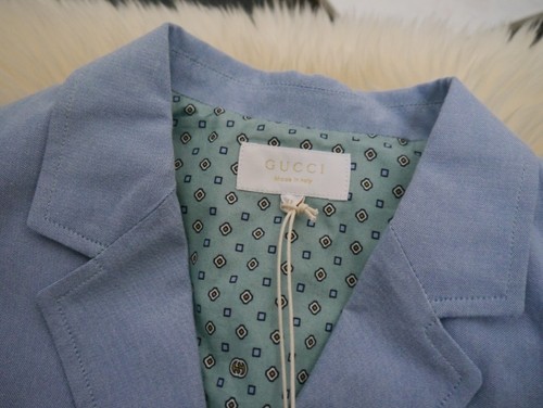 NWT 100% AUTH Gucci Kids Colored Cotton Oxford pastel Blue Jacket $598 - Picture 4 of 9