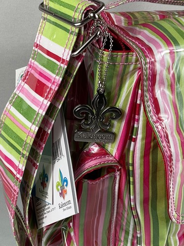 Kalencom Diaper Bag Green Stripes Bottle Bag Change Pad Zipper Bag 16x6x12 NWT - Picture 5 of 8