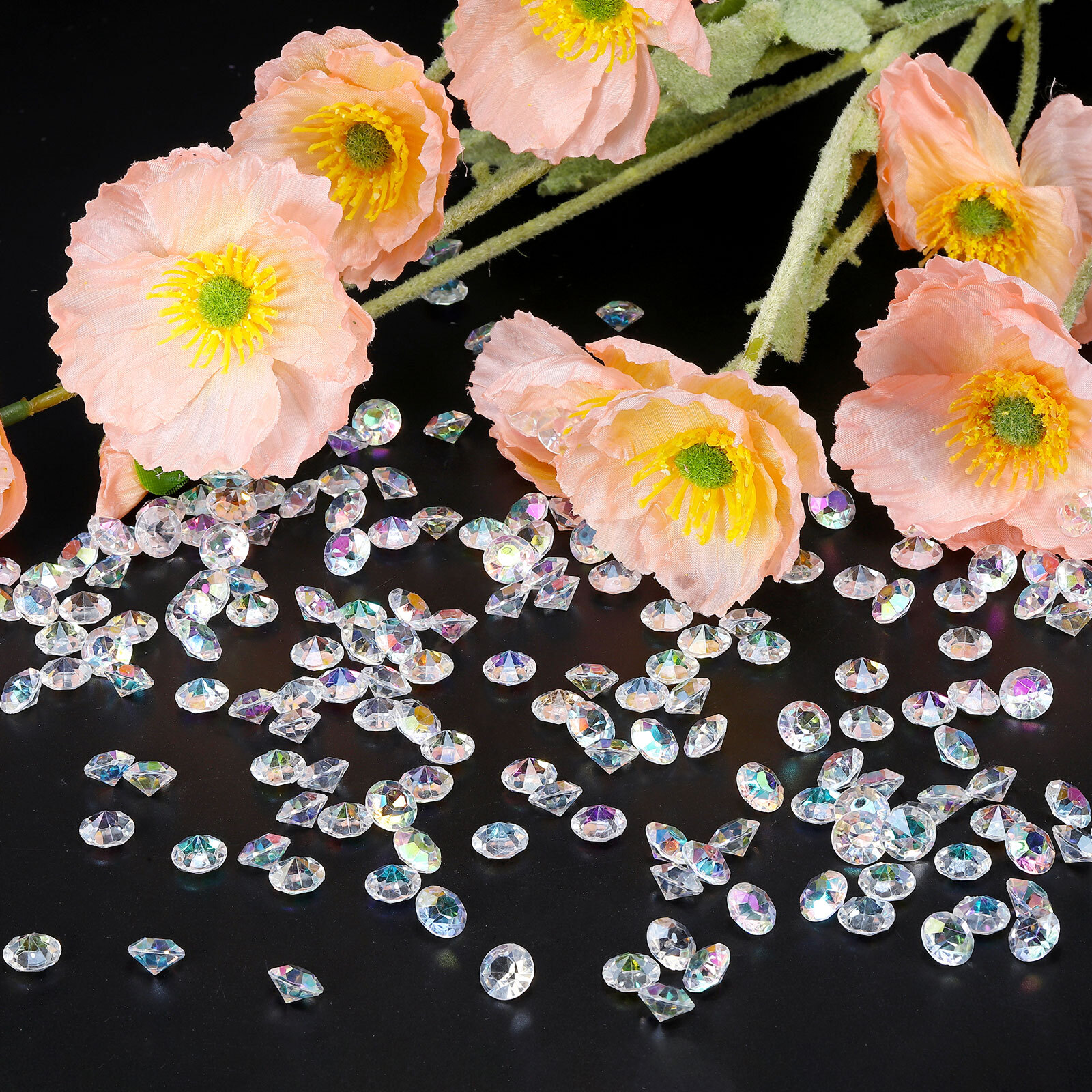 1000Pcs Acrylic Diamond Vase Filler 8mm Wedding Table Crystal Gems AB