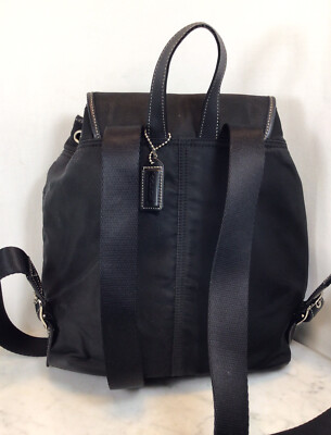 Vintage Coach Black Nylon leather trim 4290 Coach Black Nylon Tote Bag: Leather Trim Top Handle - Etsy main image 3