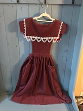 70s gunne sax burgundy cordoroy  jumper dress 