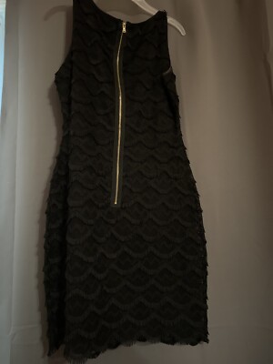 guess black dress gold zipper Guess Brooke Body con Gold Zipper Back Mesh Detail Black Short Dress Size  4
