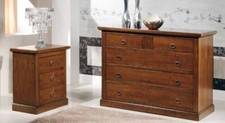 GRUPPO 1 COMO IN LEGNO E 2 COMODINI IN LEGNO NOCE SCURO ARTE POVERA