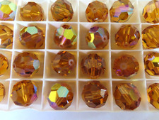 12 Swarovski round faceted crystal beads 16mm Topaz AB. #5000