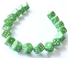 24 Amazing Trade Czech Bohemian Glass green opaque dice Beads-great for earrings