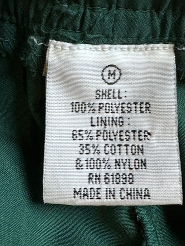 Vintage Windbreaker Pants M Blue GreenDrawstring Pocket Zip Ankle 90s* - Picture 7 of 8