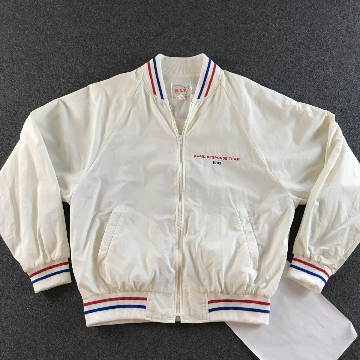 VTG 1992 Bill Clinton Al Gore Jacket Mens XL White Rapid Response