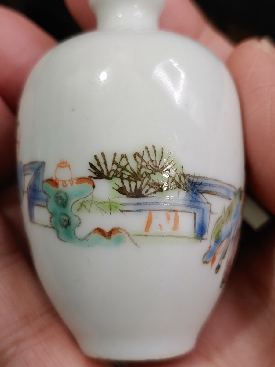 清同治粉彩瓷鼻烟壶19th C Chinese Tongzhi Famille Rose Porcelain