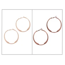 Ky & Co Large Round Flat Clip On Hoop Earrings 2 1/4" Choice Rose Gold Copper Ox