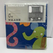 NEW Ikea Barnslig Djur Blue Twin Size Quilt Cover Pillowcase