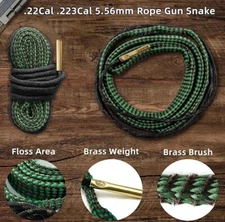 2 PACK! Bore Rope Gun Snake Barrel Cleaners .22 cal .223cal 5.56mm Rifle Pistol