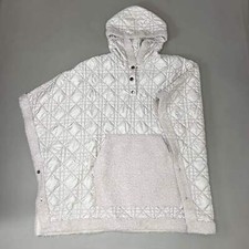 MITCHIES Nylon Poncho w/ Curly Lamb Piping Canada Fur Womens SZ S Pearl POMK68