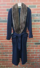 Vintage Woman's Wool Coat, Sheared Beaver Fur Collar, Portfolio Perry Ellis