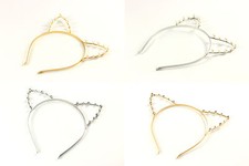 Haarreif Haarreifen Tiara Diadem Katzenohren Strass Perlen Haarschmuck A252