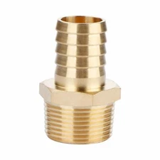 U.S. Solid 1pc Brass Pipe Fitting Adapter Coupler, 3/4" Hose Barb x MNPT 3/4"