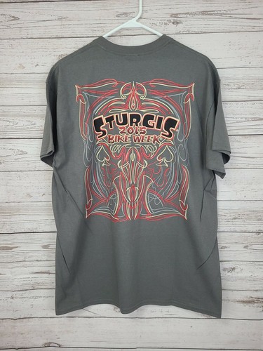 Offizielles kurzärmeliges T-Shirt 2015 Sturgis Bike Week Rallye Motorrad Neu mit Etikett Large - Bild 12 von 12