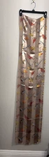 Vintage Y2K Long Neck Scarf Brown Butterflies Sheer Striped New Millennium 2000