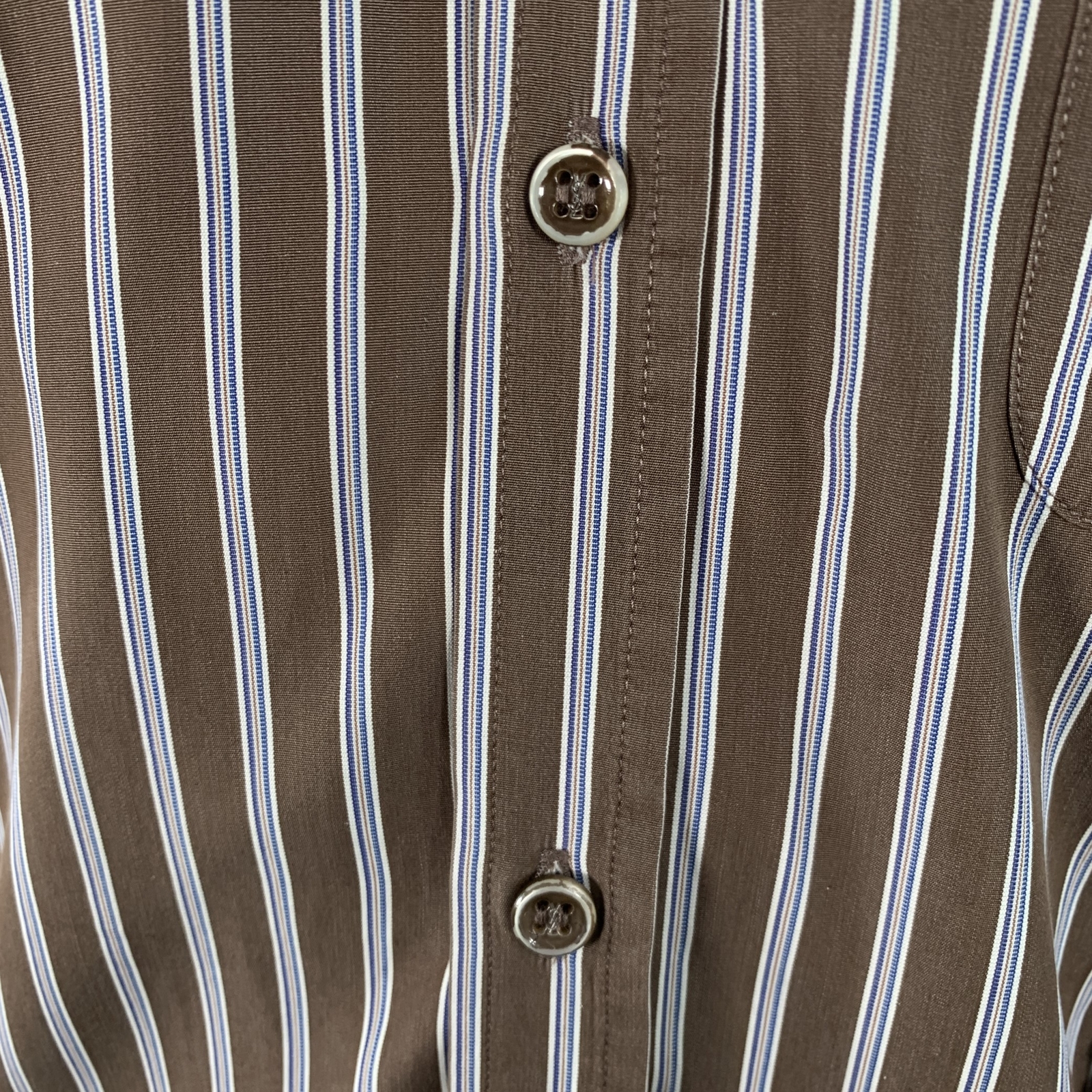 Camicia manica lunga YVES SAINT LAURENT taglia S marrone navy bianco righe cotone