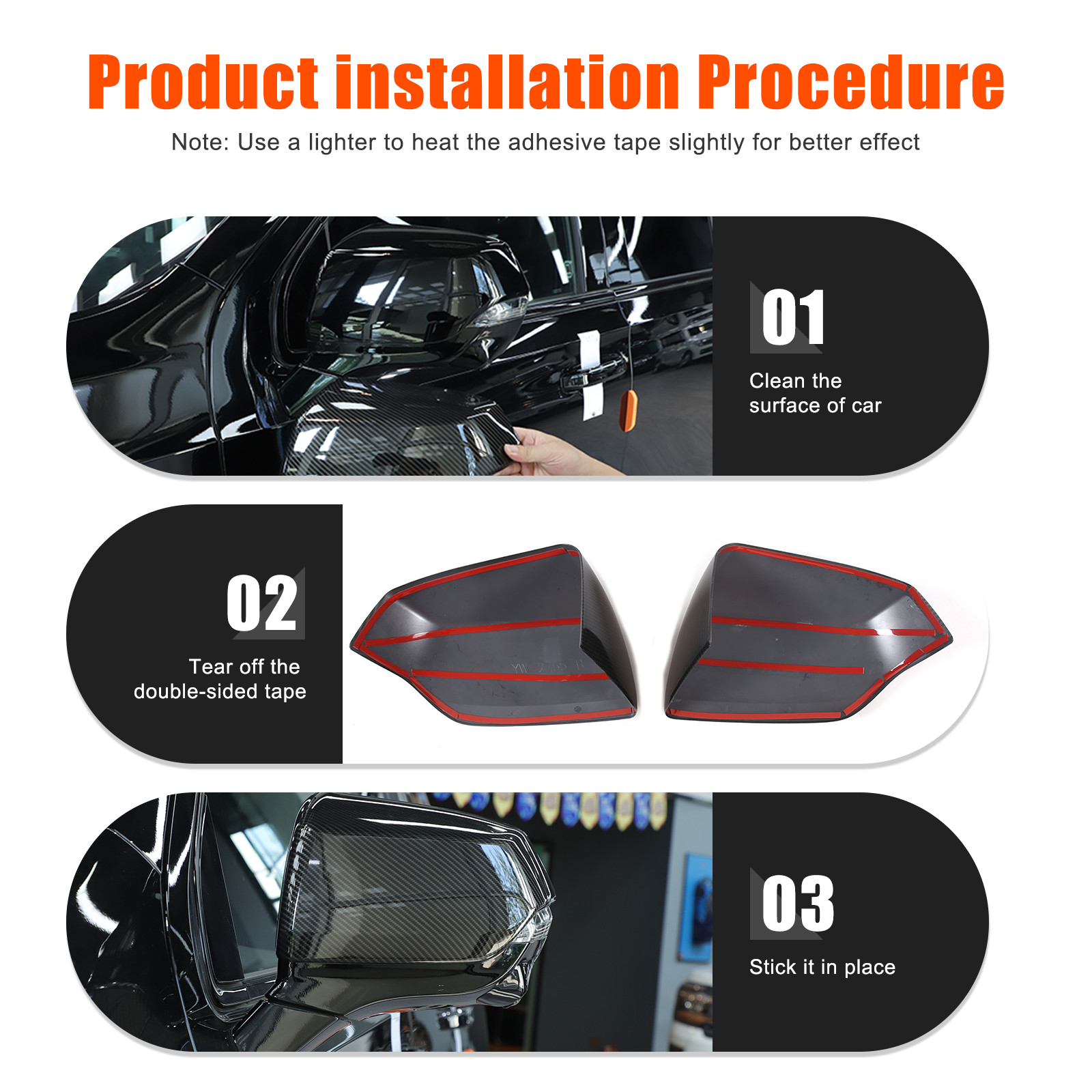 Carbon Exterior Side Rear View Mirror Cover Trim For Cadillac Escalade 2021-2025