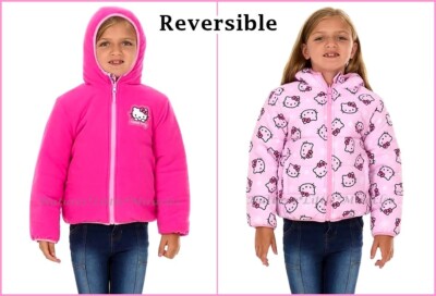 Hello Kitty Puffer Jacket Coat Girls Size 2T 3T 2 3 Winter Hoodie Reversible NWT