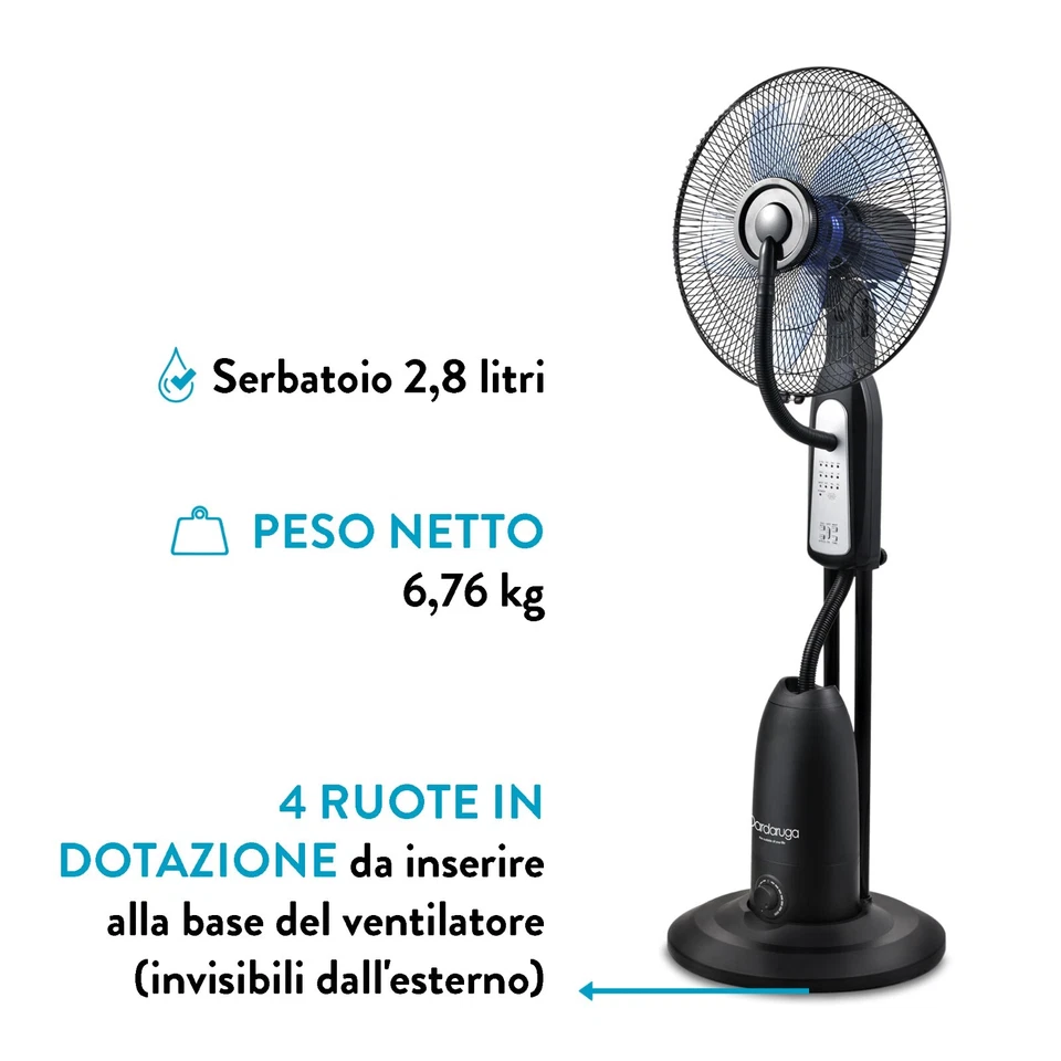 VENTILATORE ANALOGICO ACQUA WFR DARDARUGA CON NEBULIZZATORE PROFESSIONALE SPRAY - Immagine 2 di 4