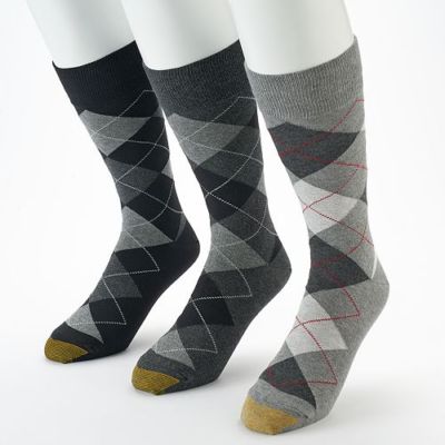 GOLD TOE Men's 3 pack Carlyle Argyle Socks, socks size 10-13 fits shoe sz 6-12.5