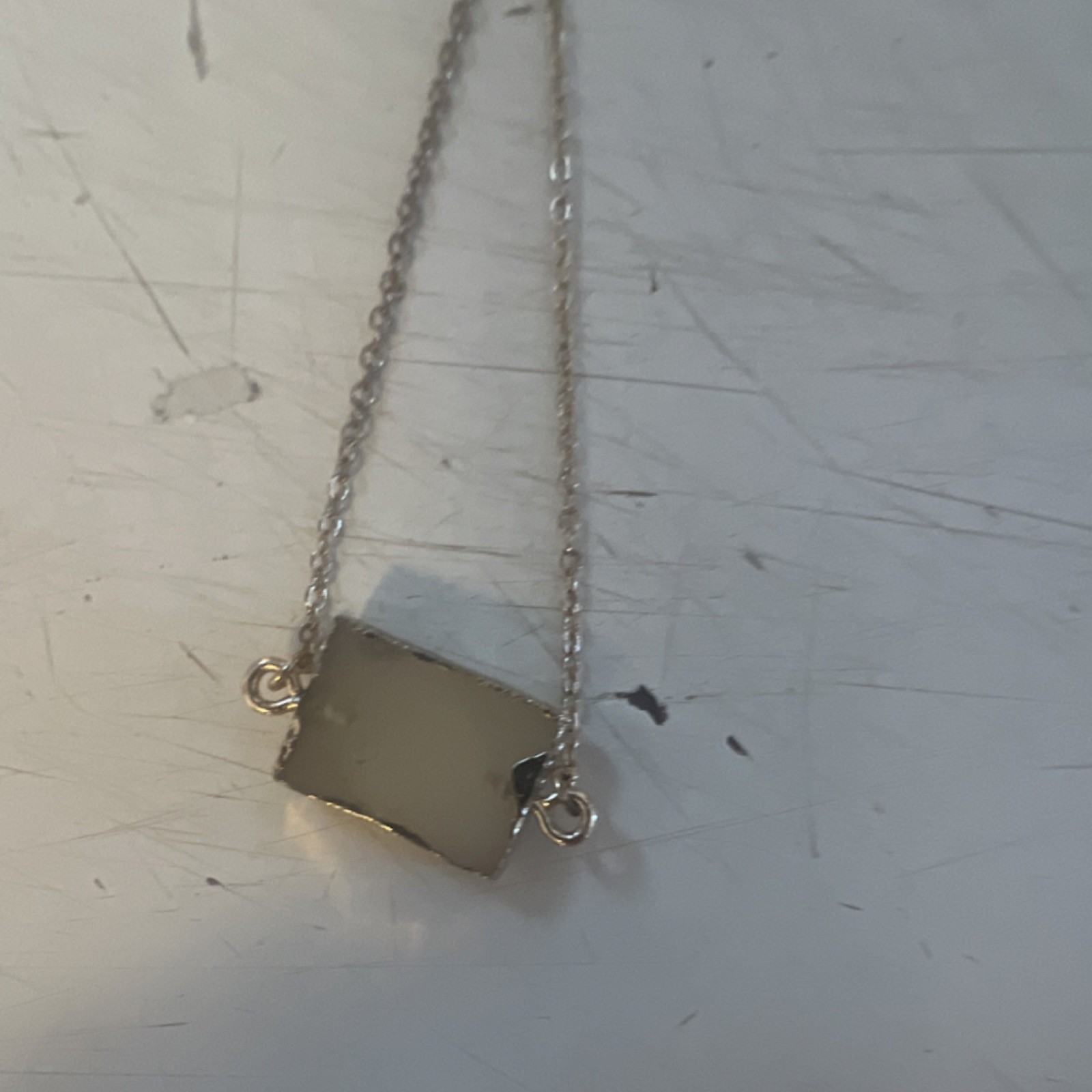 Silver Tone Rectangular Pendant Necklace Adjustab… - image 5