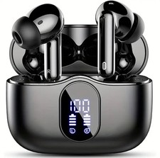 Wireless Bluetooth Earbuds With Bass Stereo Sound Noise Cancelation LED Display