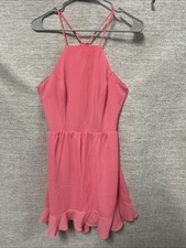 Women’s B Darlin Pink Fit & Flare Short Dress With Lace Back & Ruffle Bottom 7/8