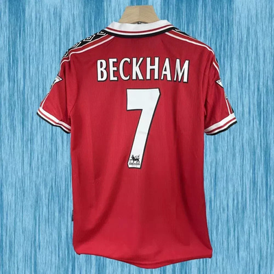 #ad Beckham #7 Manchester United 1998 1999 Home Jersey Short Sleeve All Size $54.99