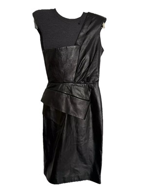 SPORTMAX Defile - Made In Italy - Lamb Leather And Wool Dress Size 2 Flaws