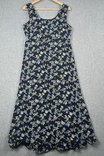 Vintage Sostanza Dress Womens S Blue Floral Maxi Ruffle Hem USA 90s Y2K Babydoll