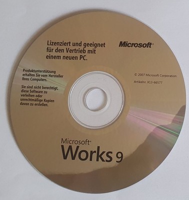Microsoft Works 9   Original CD   Deutsch   OEM-Version X13-66577