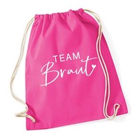 Jga Turnbeutel Rucksack Team Braut In Pink & Weiß Junggesellenabschied