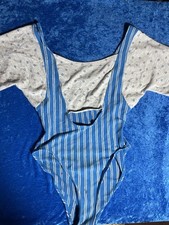 Vintage 80s 90s Dance Exercise Bodysuit Leotard M/L STAIN AS IS 