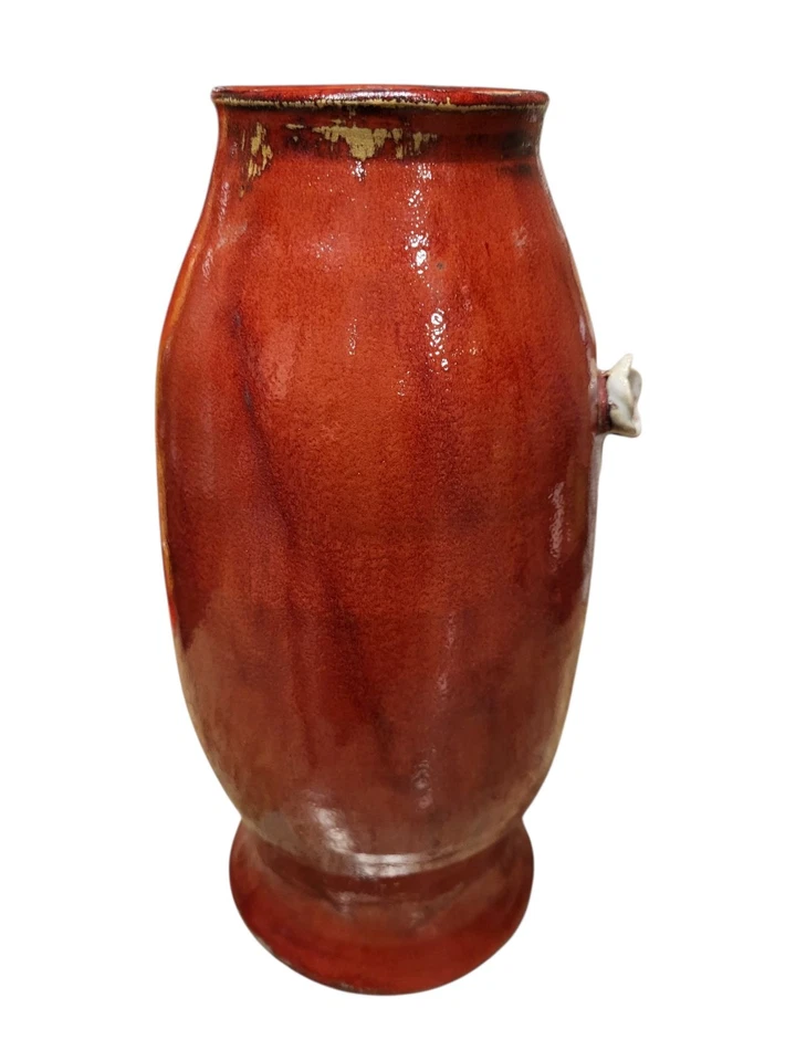 Jarrón mayólica arte cerámica pájaro flores loro pintado a mano raro 16" Foto 4 de 4