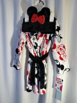 Minnie Mouse Plush Hooded Robe - Black, White & Red size 2T/3T