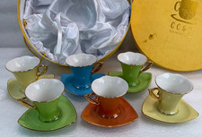 Set 6 Vintage CT T Fine Porcelain Demitasse Coffee Tea Set Pastel Cups Saucers