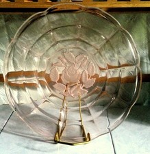 Obstteller  Pressglas Fr&uuml;chte Motiv Glas Durchmesser 28,5cm-Rosaline-Art Deco