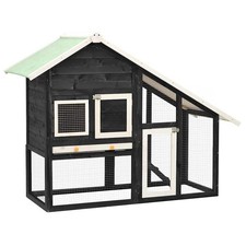 Rabbit Hutch Grey and White 140x63x120 cm Solid Firwood