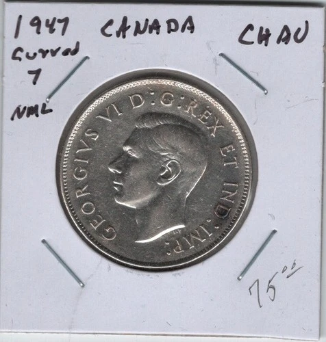 Canada, 1947 Curved 7 Half Dollar,CH AU