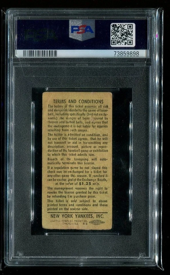Mickey Mantle's 1st EXBH @ Yankee Stadium  - PSA Ticket 1951 New York Rookie RC - Image 2 of 2