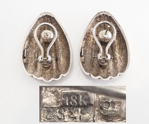 Black Starr Dépoli 18k Or Argent Sterling Moderniste Créateur Vintage Boucles - Photo 3 sur 3