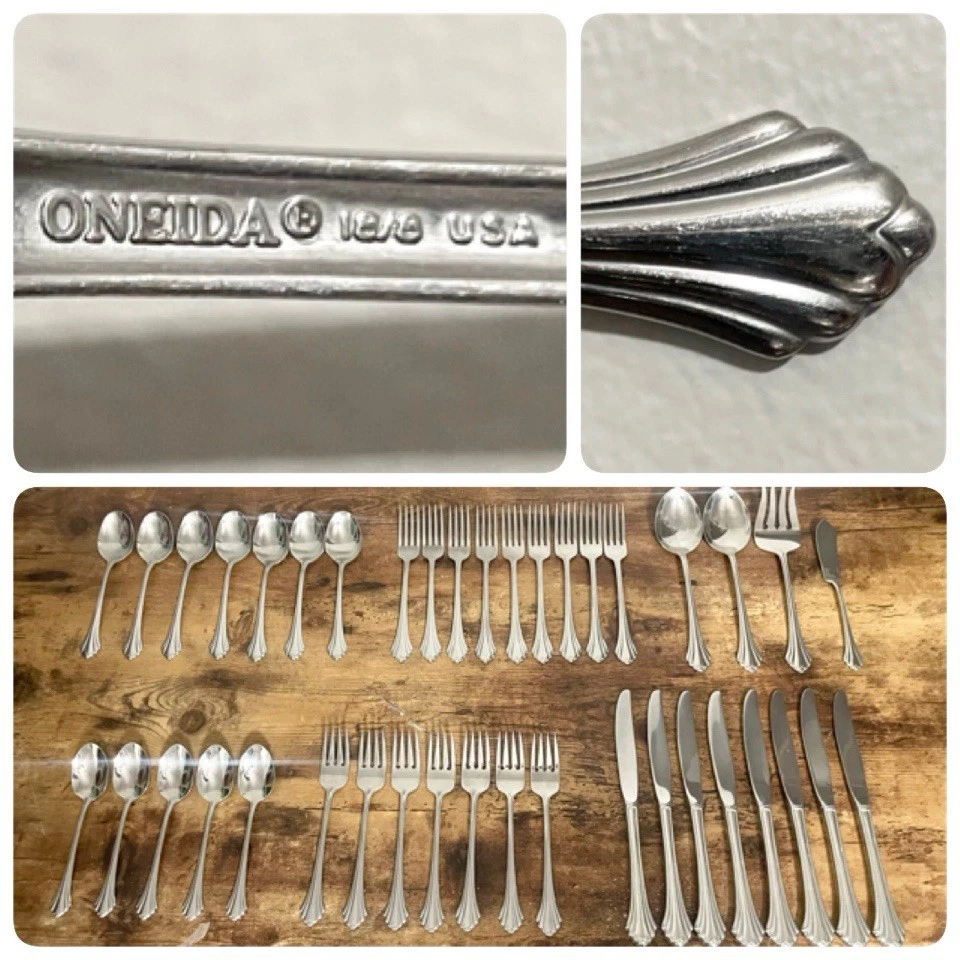 40pc Onieda Bancroft USA Stainless Flatware Forks Knives Spoons