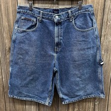 Vintage Tommy Hilfiger Denim Jean Shorts Carpenter Baggy 90s Medium Wash Mens 36