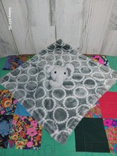 HB Hudson Baby ELEPHANT Gray Soft Plush Security Blanket White Circles Lovey