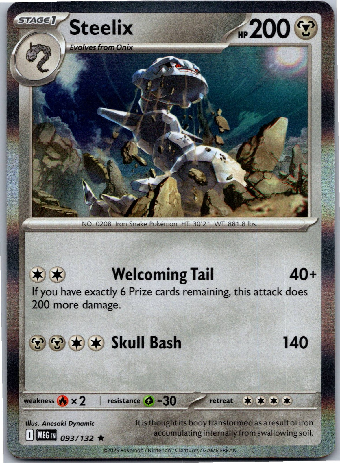Steelix - ME01: Mega Evolution 093/132 - Rare - NM Pokémon TCG