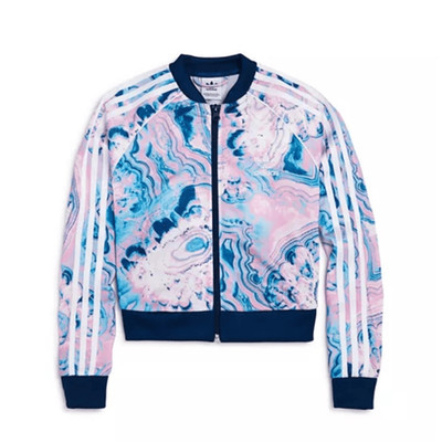 NWT Adidas Originals Girls' Side-Stripe Marble Zip Jacket- Girl s Size Small