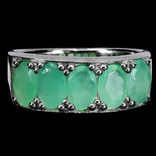925 Sterling Silver Ring Oval Emerald 6x4mm Natural Gemstone Jewelry Size 8.5